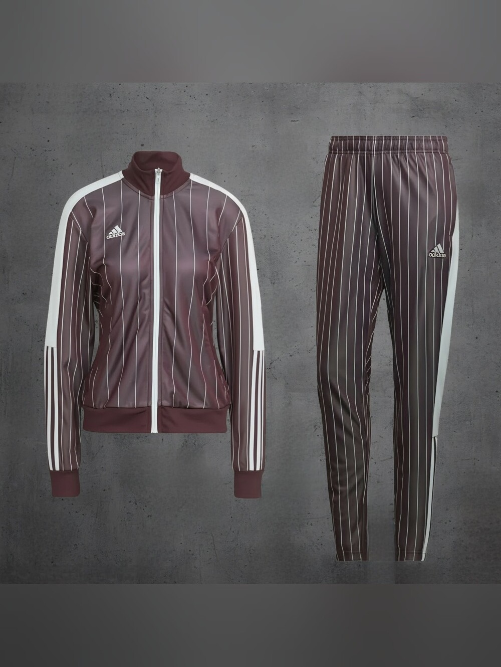 Adidas Womens Tiro 17 Pinstripe Tracksuit | Shadow Maroon, L